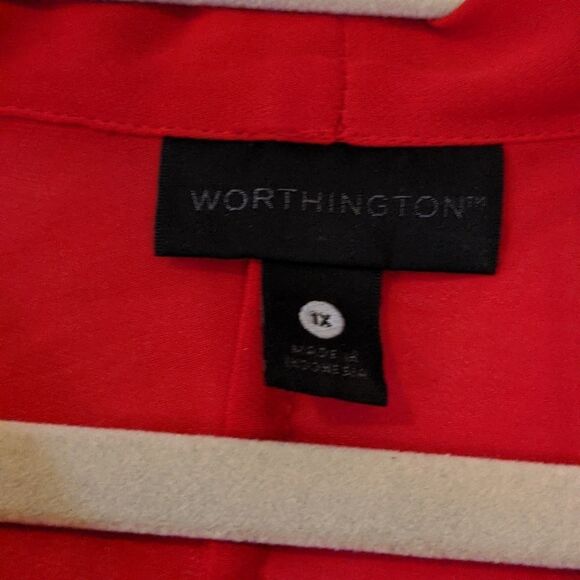 WORTHINGTON sheer blouse top red 3/4 sleeves Gorgeous 1X holidays Valentine's - Picture 6 of 8